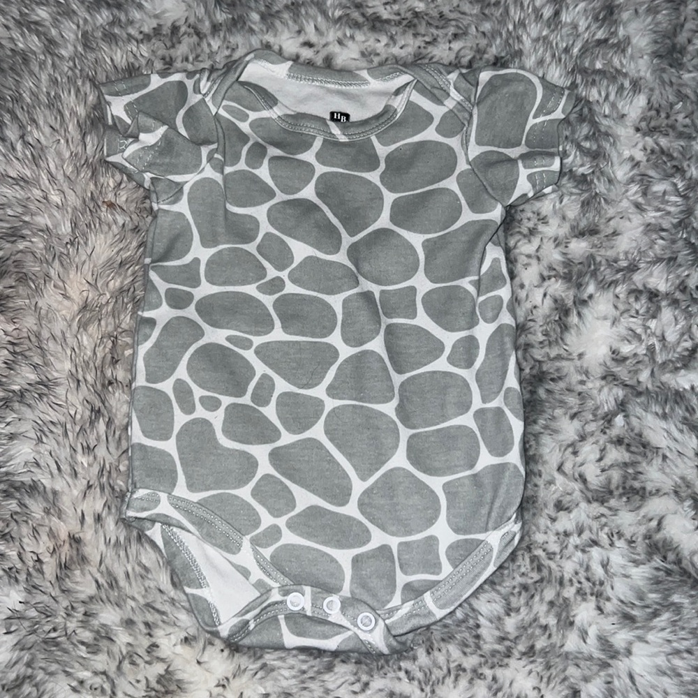 Cute unisex, gray animal print onesie